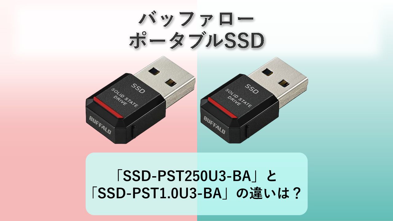 「SSD-PST250U3-BA」と「SSD-PST1.0U3-BA」の違いは？【バッファロー ポータブルSSD】