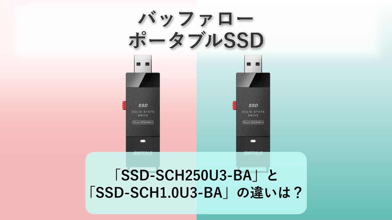 「SSD-SCH250U3-BA」と「SSD-SCH1.0U3-BA」の違いは？【バッファロー ポータブルSSD】