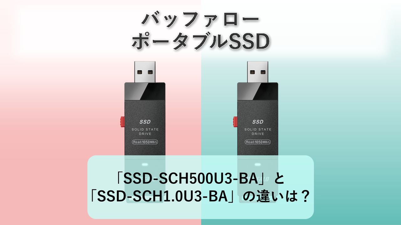 「SSD-SCH500U3-BA」と「SSD-SCH1.0U3-BA」の違いは？【バッファロー ポータブルSSD】
